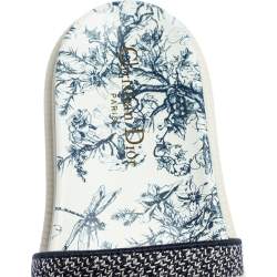 Dior Navy Blue/White Canvas Dway Flat Slides Size 37