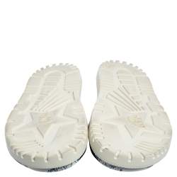 Dior Navy Blue/White Canvas Dway Flat Slides Size 37