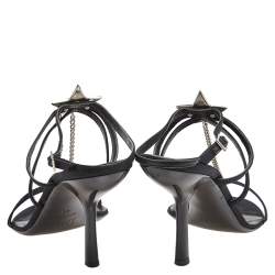 Dior Black Satin Star Crystal Embellished Ankle Strap Sandals Size 41
