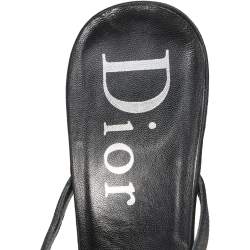 Dior Black Satin Star Crystal Embellished Ankle Strap Sandals Size 41