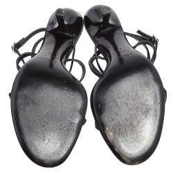 Dior Black Satin Star Crystal Embellished Ankle Strap Sandals Size 41