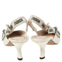 مملوكة مسبقًا Dior Cream Patent Leather  J'Adior Slingback Sandals Size 38.5