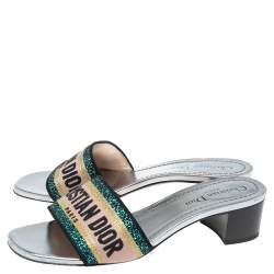 مملوكة مسبقًا Dior Multicolour Canvas D-way Slide Sandals Size 37.5