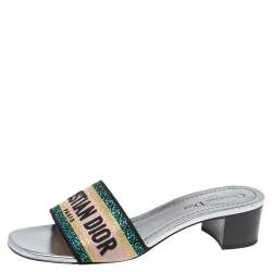 مملوكة مسبقًا Dior Multicolour Canvas D-way Slide Sandals Size 37.5