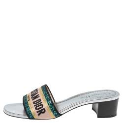 مملوكة مسبقًا Dior Multicolour Canvas D-way Slide Sandals Size 37.5