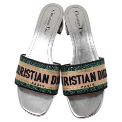 مملوكة مسبقًا Dior Multicolour Canvas D-way Slide Sandals Size 37.5