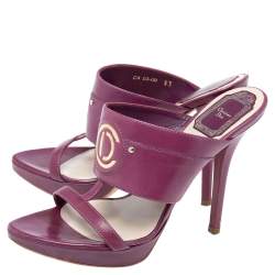 Dior Plum Leather Slide Sandals Size 37