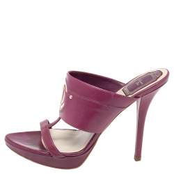 Dior Plum Leather Slide Sandals Size 37
