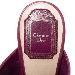 Dior Plum Leather Slide Sandals Size 37