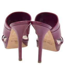 Dior Plum Leather Slide Sandals Size 37