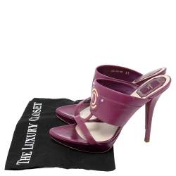 Dior Plum Leather Slide Sandals Size 37