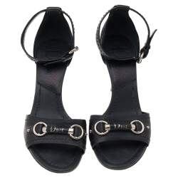 Dior Black Leather Open Toe Ankle Strap Sandals Size 38