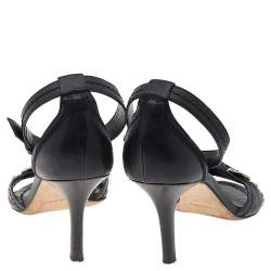 Dior Black Leather Open Toe Ankle Strap Sandals Size 38