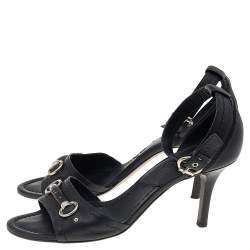 Dior Black Leather Open Toe Ankle Strap Sandals Size 38