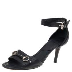 Dior Black Leather Open Toe Ankle Strap Sandals Size 38