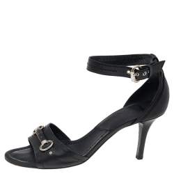 Dior Black Leather Open Toe Ankle Strap Sandals Size 38