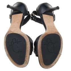 Dior Black Leather Open Toe Ankle Strap Sandals Size 38