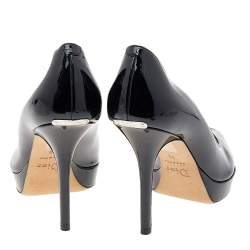 Pre Owned Dior Black Patent Leather Miss Dior Peep Toe Platform Pumps Size 39