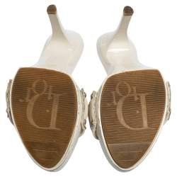 Dior Cream Canvas And Leather Diorissimo  Mules Size 38.5