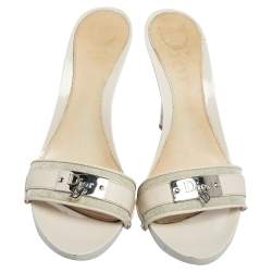 Dior Cream Canvas And Leather Diorissimo  Mules Size 38.5
