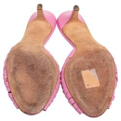 Dior Pink Woven Leather Slide Sandals Size 36