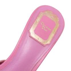Dior Pink Woven Leather Slide Sandals Size 36