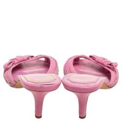 Dior Pink Woven Leather Slide Sandals Size 36
