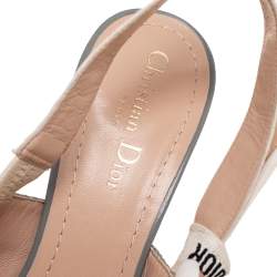 Pre Owned Dior Tea Green Technical Canvas J'adior Slingback Sandals Size 39