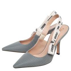 Pre Owned Dior Tea Green Technical Canvas J'adior Slingback Sandals Size 39