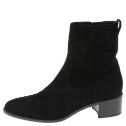 Pre Owned حذاء بوت للكاحل ديور سويدي أسود بسحاب مقاس 39.5