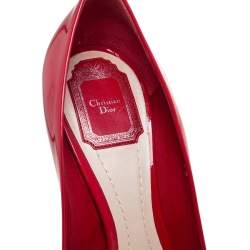Dior Red Patent Leather Miss Dior Peep Toe Platform Pumps Size 40