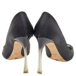 Pre Owned Dior Black Nylon Perspex Heel Peep Toe Pumps Size 38