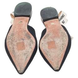 Pre Owned Dior Black Technical Fabric J'adior Slingback Pointed Toe Flat Sandals Size 37