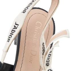 Pre Owned Dior Black Technical Fabric J'adior Slingback Pointed Toe Flat Sandals Size 37