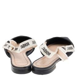 Pre Owned Dior Black Technical Fabric J'adior Slingback Pointed Toe Flat Sandals Size 37