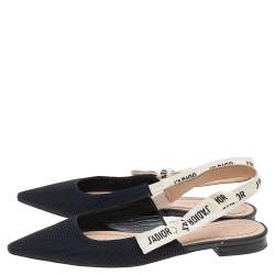 Pre Owned Dior Black Technical Fabric J'adior Slingback Pointed Toe Flat Sandals Size 37