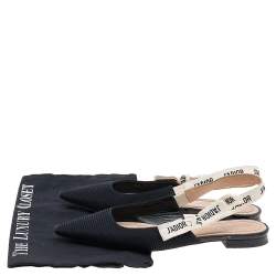 Pre Owned Dior Black Technical Fabric J'adior Slingback Pointed Toe Flat Sandals Size 37