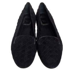 Pre Owned Dior Black Cannage Suede Slip On Loafers Size 40