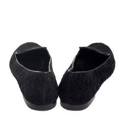 Pre Owned Dior Black Cannage Suede Slip On Loafers Size 40