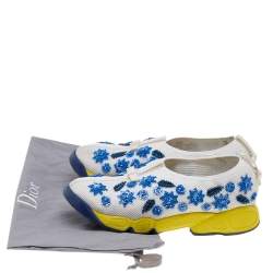 Pre Owned Dior White Mesh Embellished Fusion Slip On Sneakers Size 37.5