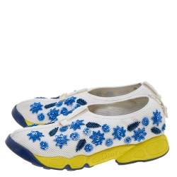 Pre Owned Dior White Mesh Embellished Fusion Slip On Sneakers Size 37.5