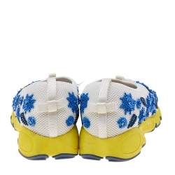 Pre Owned Dior White Mesh Embellished Fusion Slip On Sneakers Size 37.5