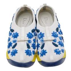 Pre Owned Dior White Mesh Embellished Fusion Slip On Sneakers Size 37.5
