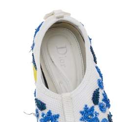 Pre Owned Dior White Mesh Embellished Fusion Slip On Sneakers Size 37.5