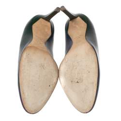 Pre Owned Dior Blue/Green Leather Round Toe Pumps Size 39.5