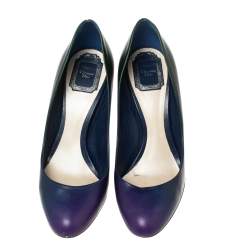 Pre Owned Dior Blue/Green Leather Round Toe Pumps Size 39.5
