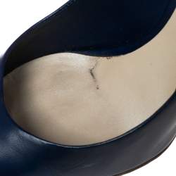 Pre Owned Dior Blue/Green Leather Round Toe Pumps Size 39.5