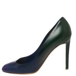 Pre Owned Dior Blue/Green Leather Round Toe Pumps Size 39.5