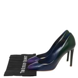 Pre Owned Dior Blue/Green Leather Round Toe Pumps Size 39.5