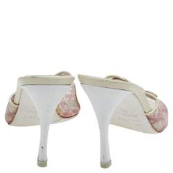 Dior White Monogram PVC And Patent Leather Clog Slide Sandals Size 35.5